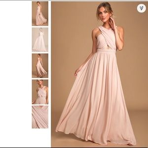 Lulu’s Divine Inspiration Blush Halter Maxi Dress